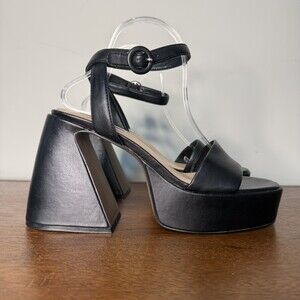 Steven New York Paysin Chunky Platform Black Heels Sandals Sz 10 Prom Formal